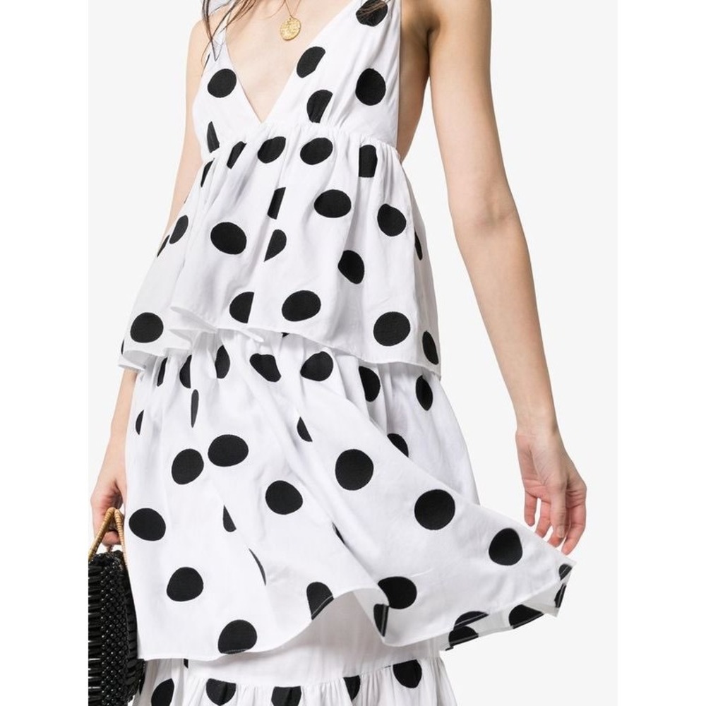 Mara Hoffman Bari Polka Dot Tiered Maxi Dress XS White Resort Vacation Dress - Picture 10 of 11